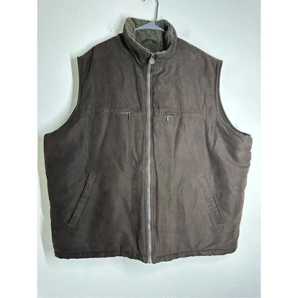 Vintage RAINFOREST Men’s Faux Shearling Lined Vest Size 3XL Brown